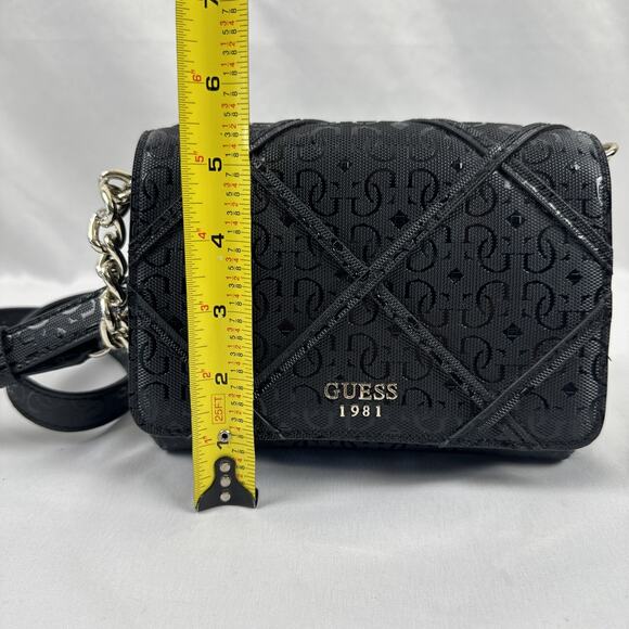 Guess 1981 Crossbody Handbag Black Purse Chain Strap - Picture 12 of 14